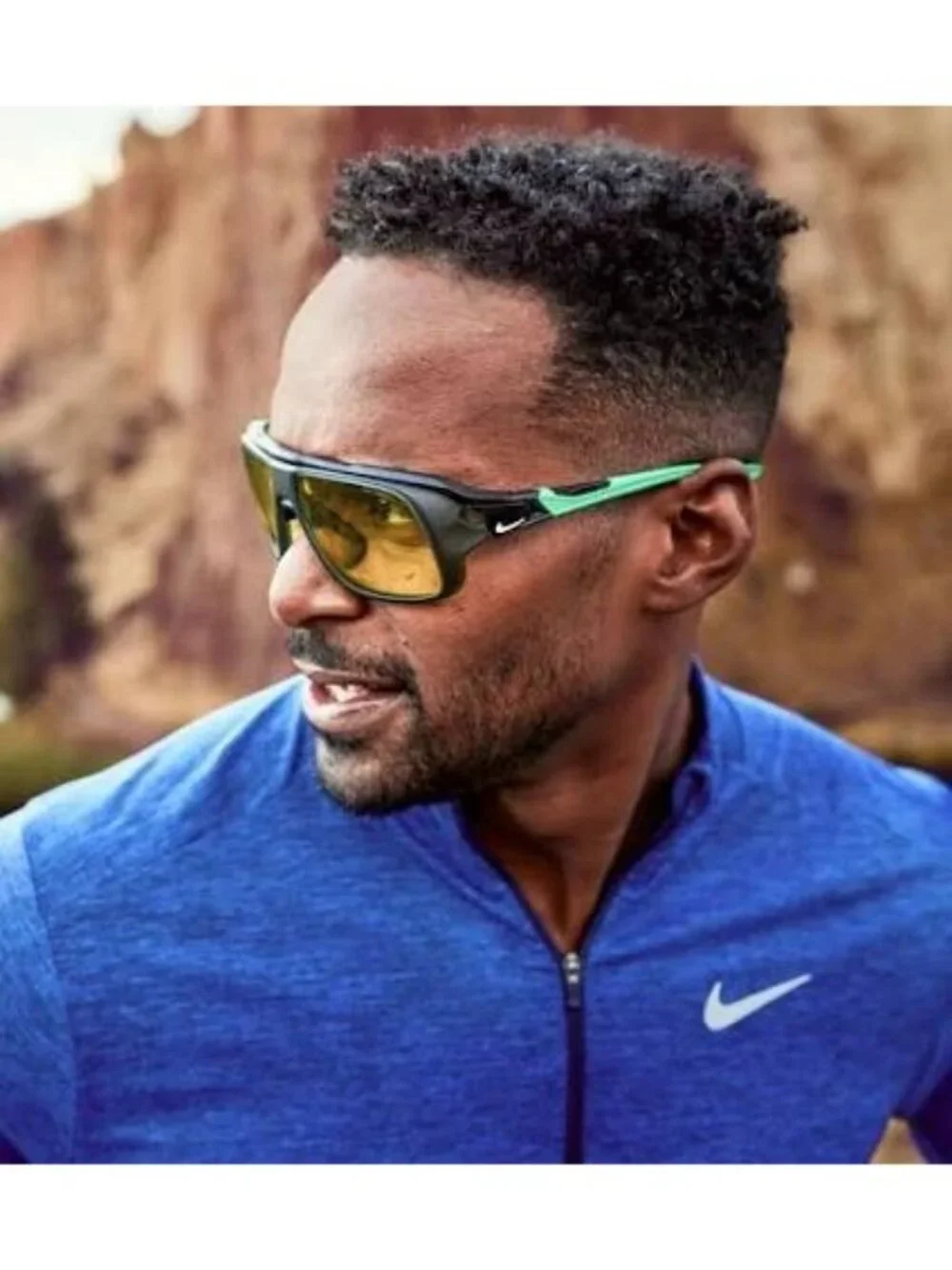 Nike FLYFREE SOAR EV24001 702 Sunglasses Matte Volt Square Frame with Clip-On